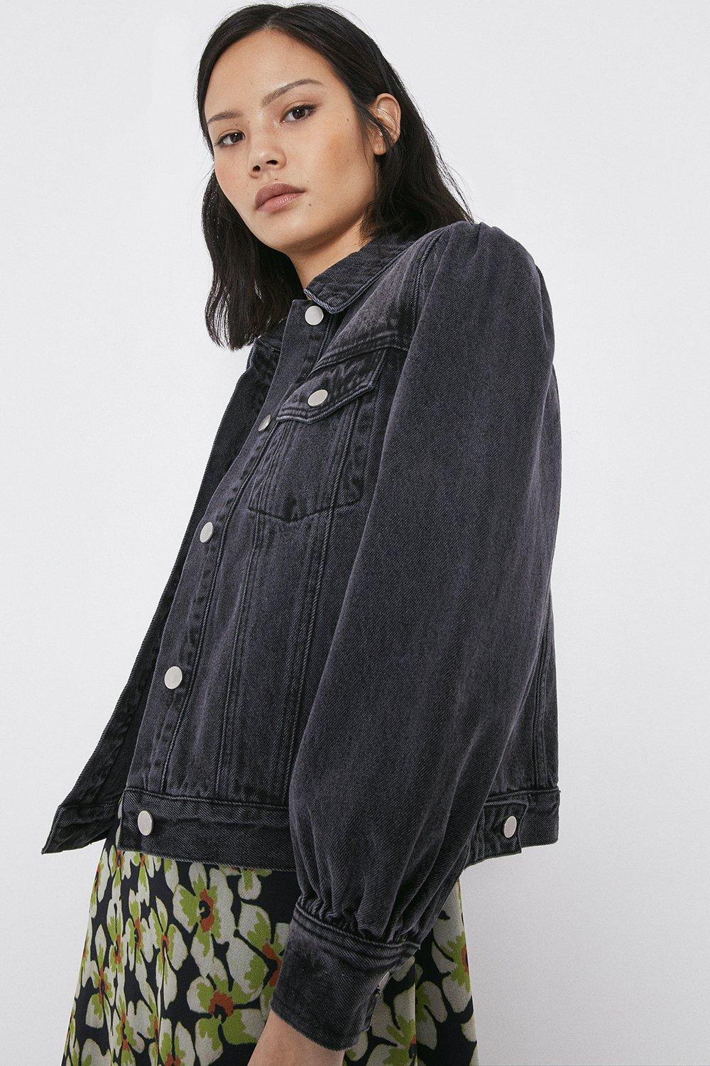 Puff Sleeve Denim Jacket | Warehouse