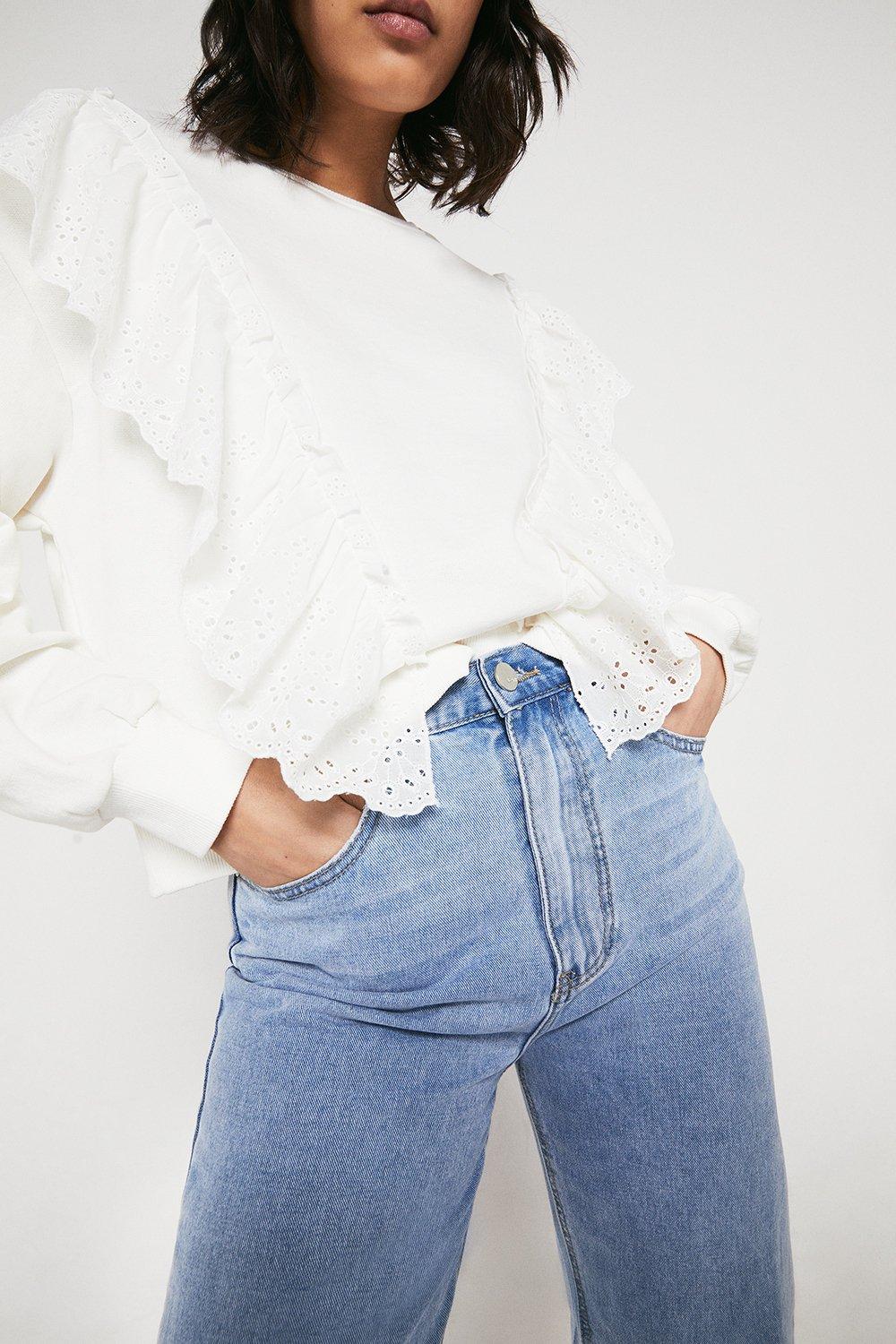 Broderie Frill Sweat | Warehouse