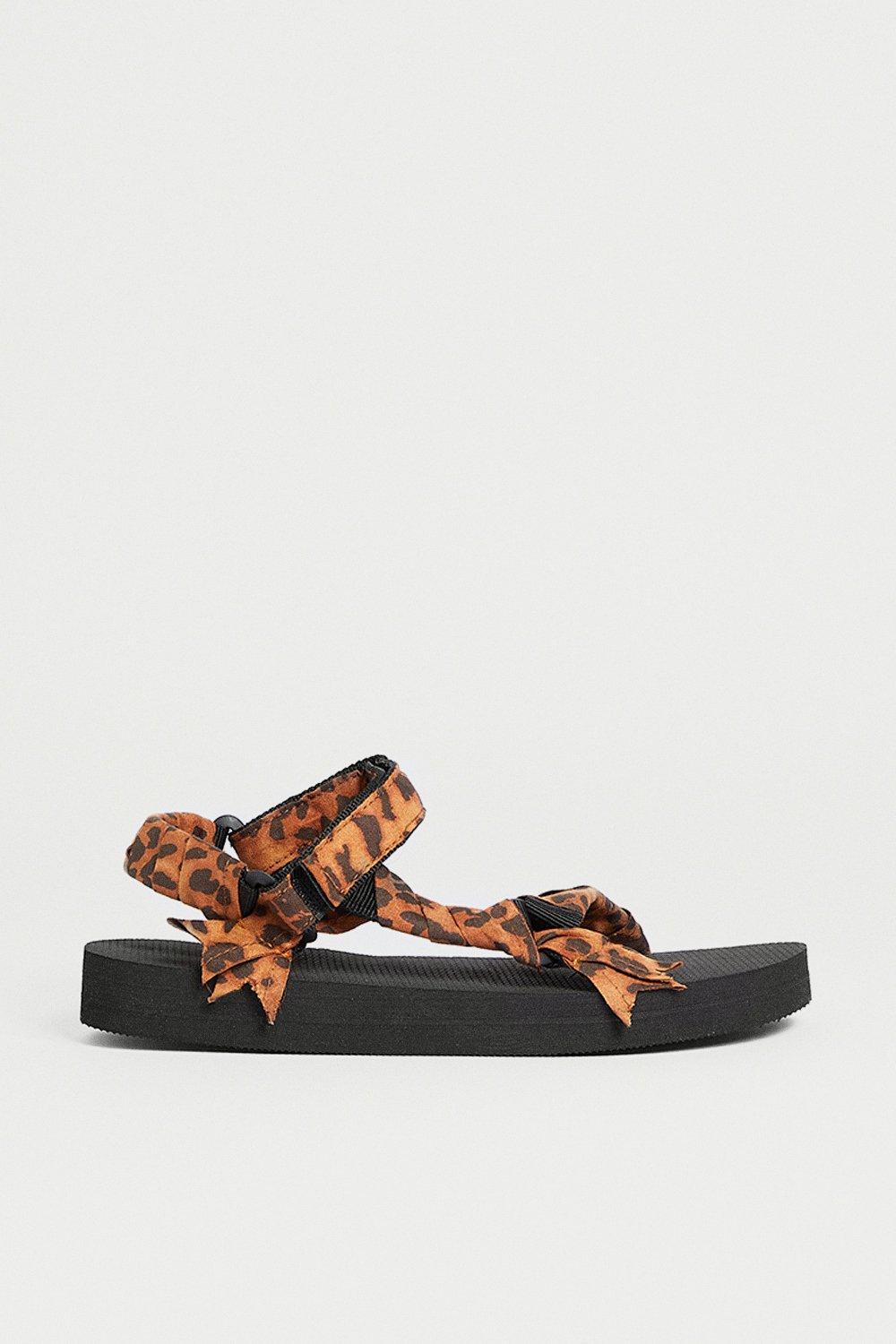 leopard print velcro sandals