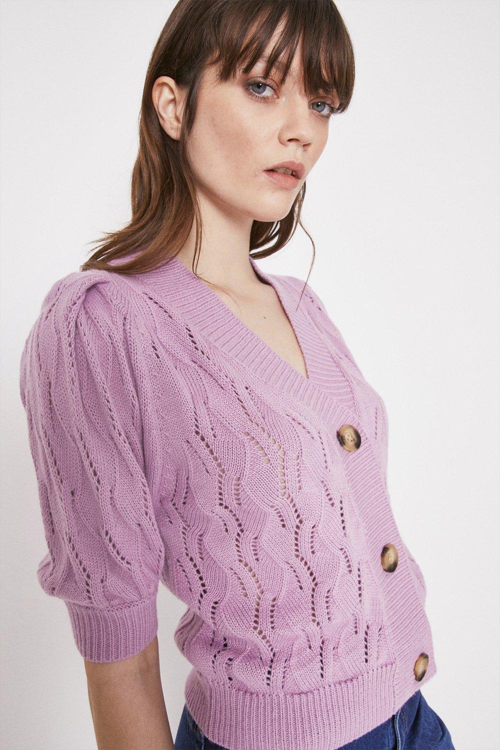 lilac short sleeve cardigan