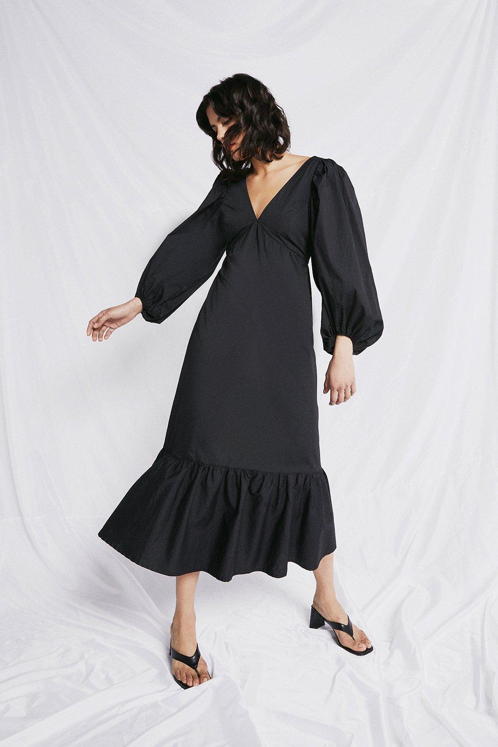 warehouse tulip frill maxi dress