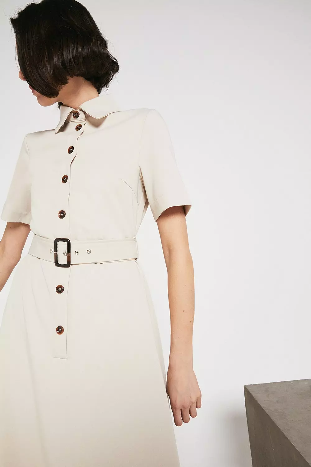 Button Through Belted Midi Shirt Dress | Warehouse