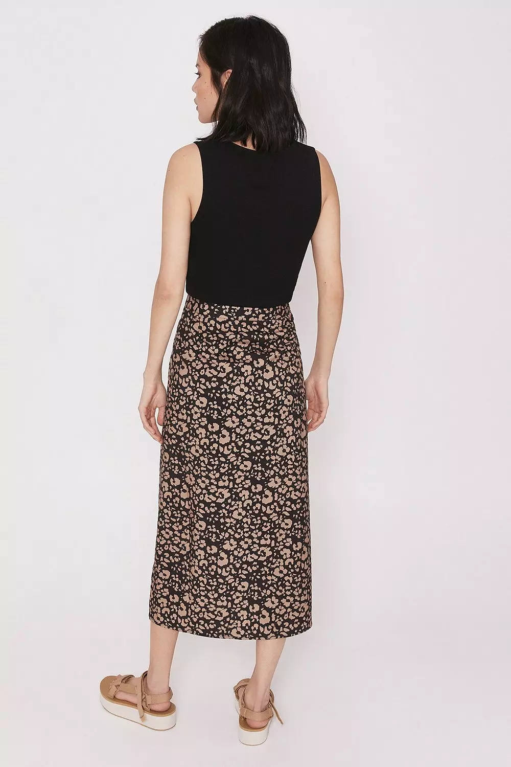 Animal print on sale midi skirt warehouse