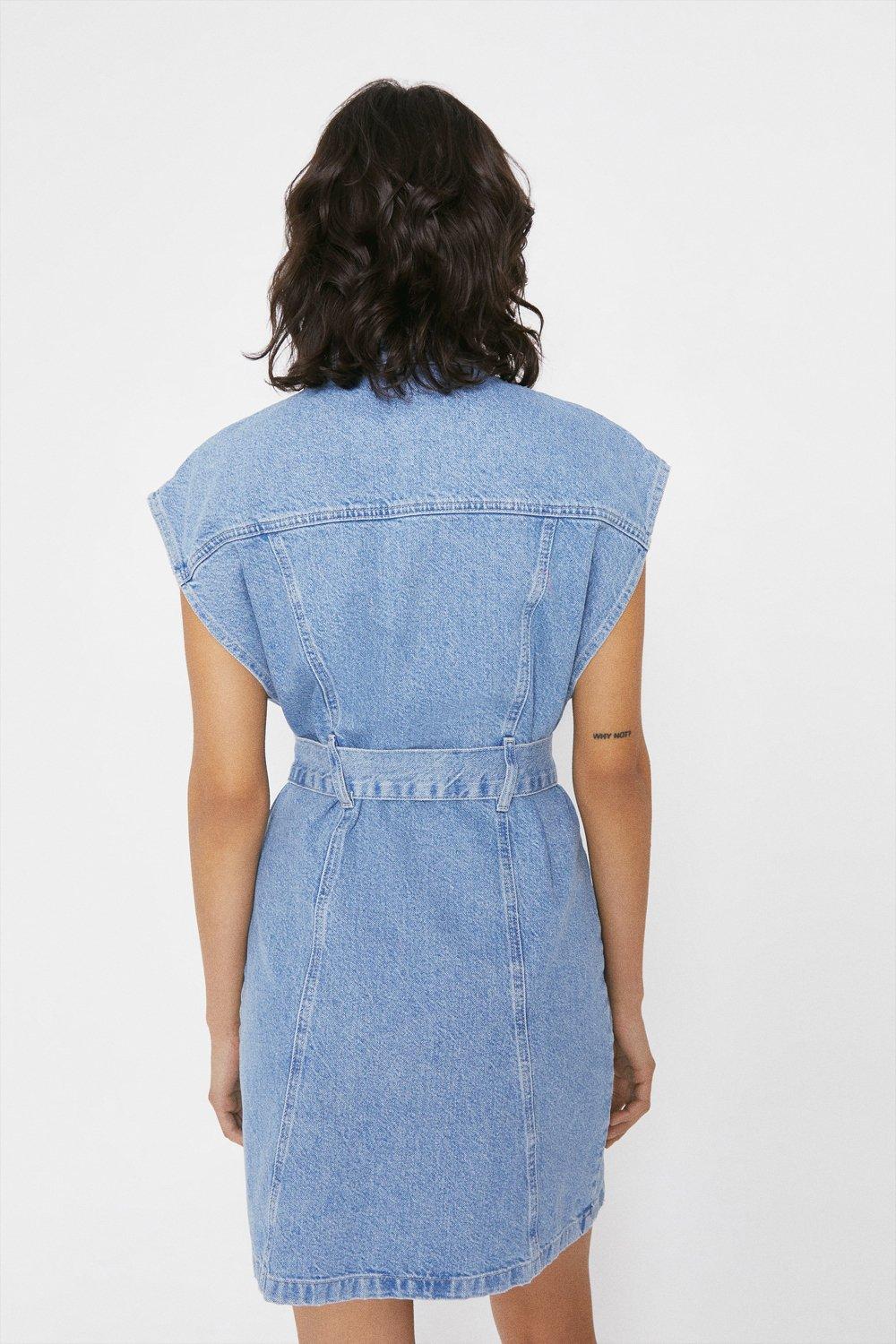 sleeveless denim mini dress