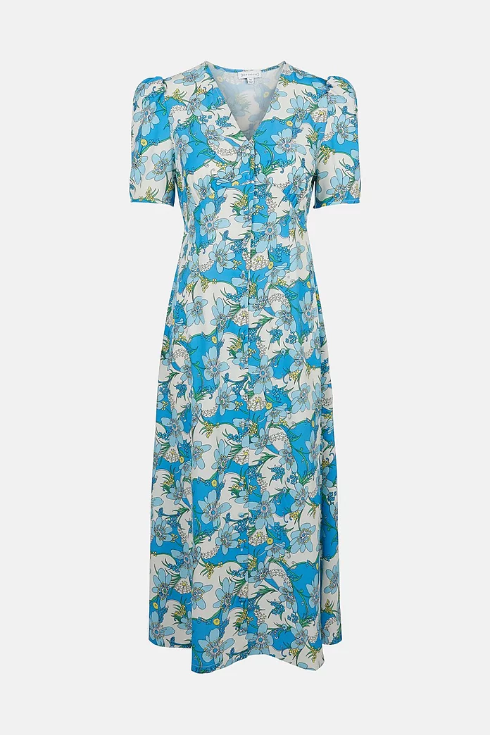 Suzannah Classic Silk Tea Dress In Heart Leaves — UFO No, 50% OFF