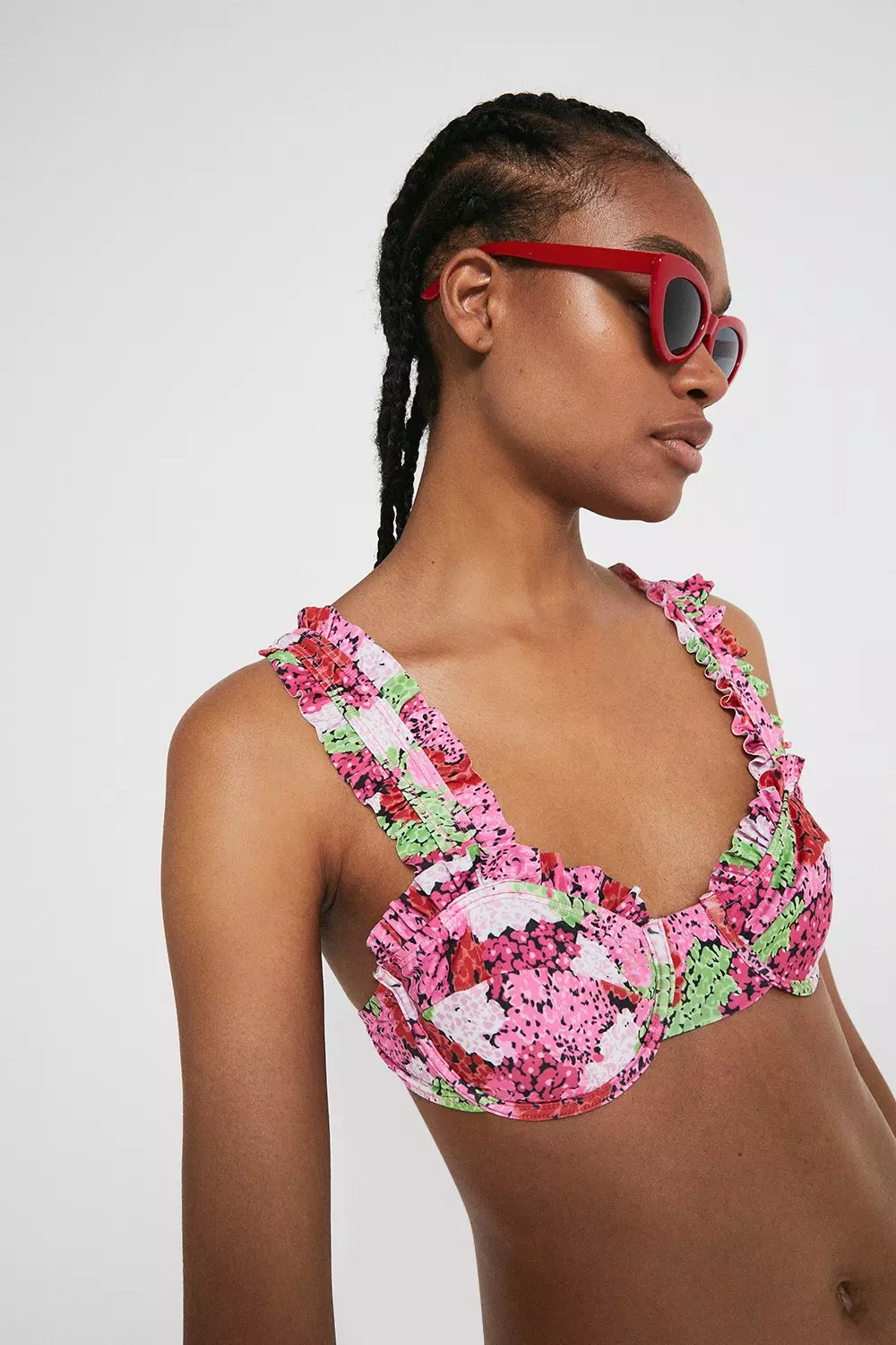 Patched Blossom Underwire Ruffle Bikini Top | Warehouse
