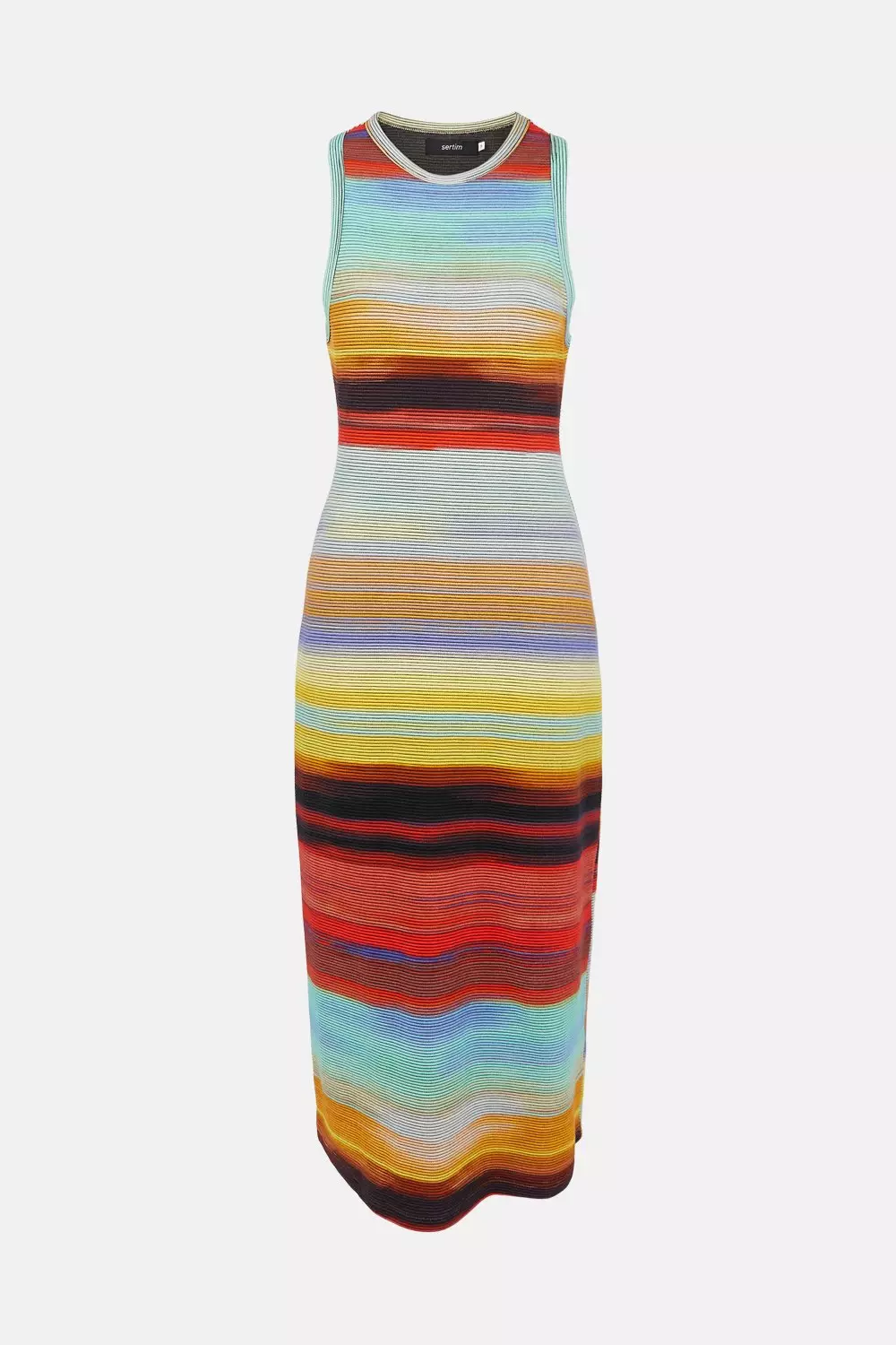 warehouse multi stripe midi dress