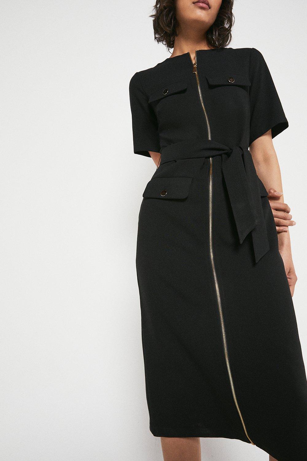 ladies black midi dress