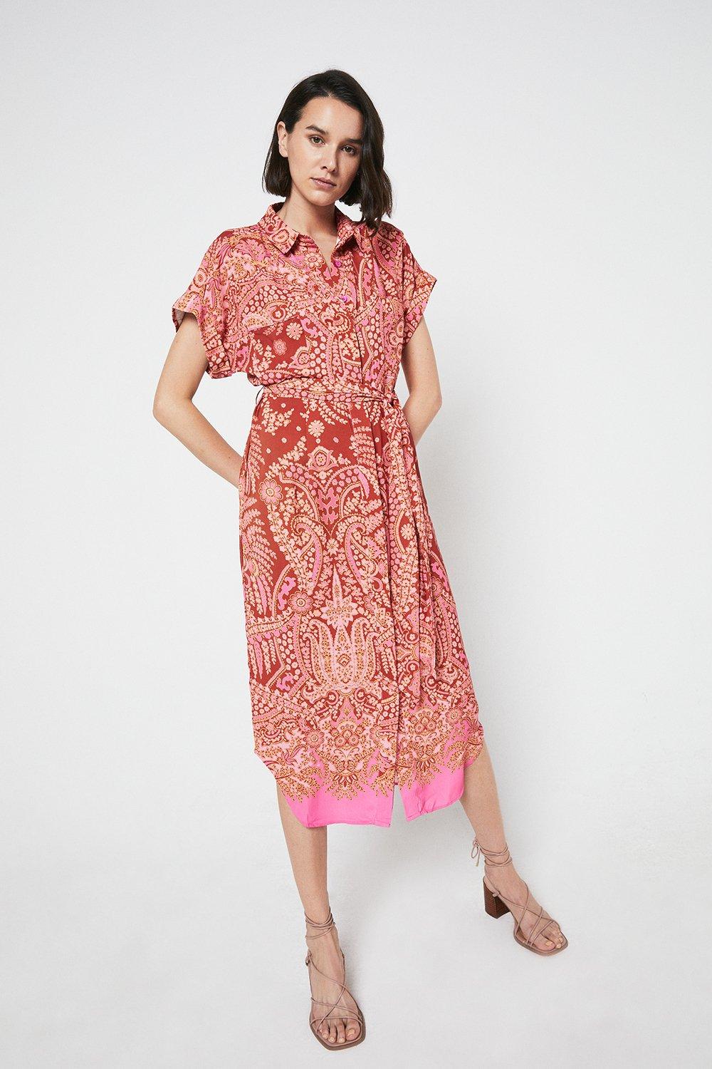 warehouse paisley shirt dress