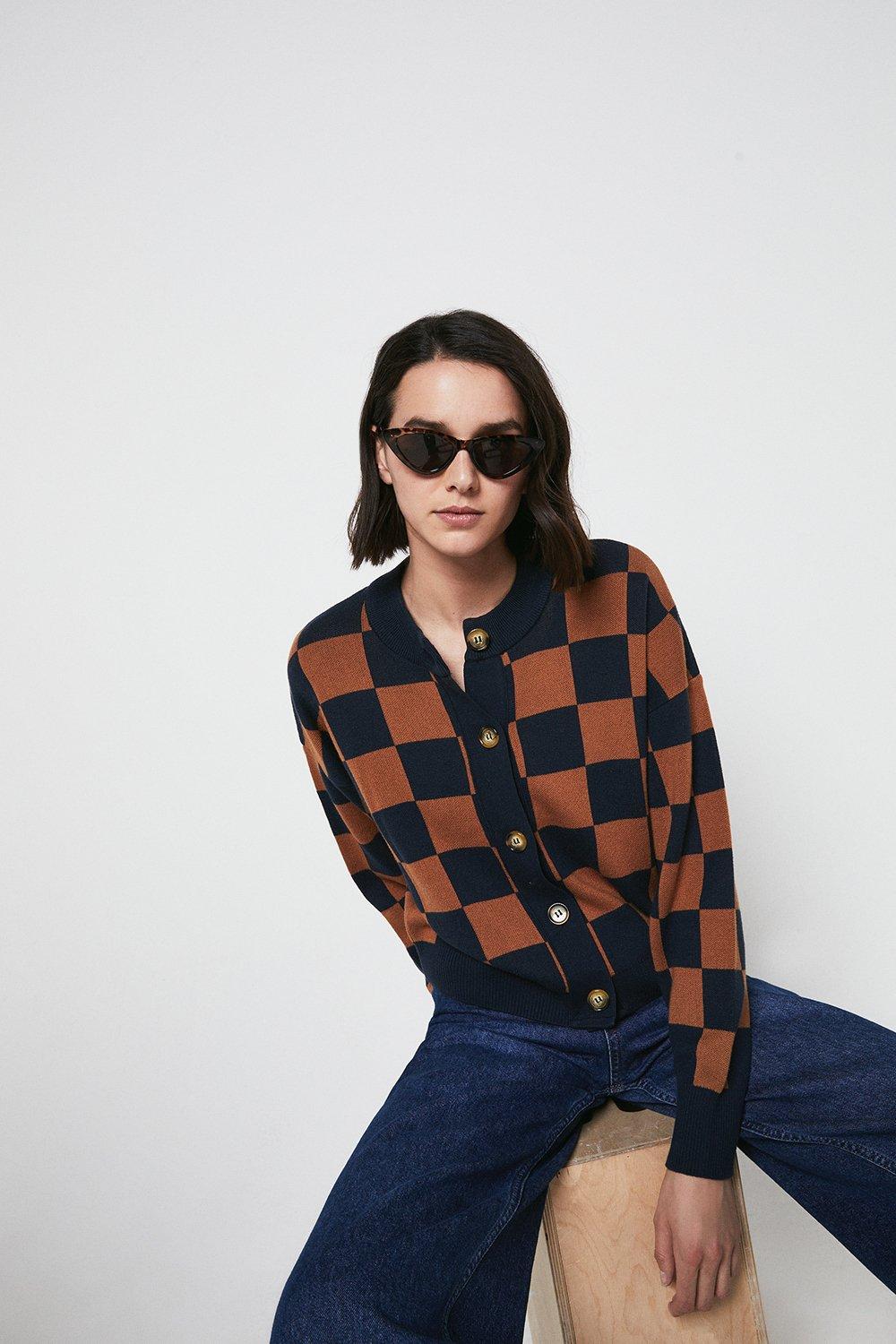 Checkerboard Cardigan | Warehouse