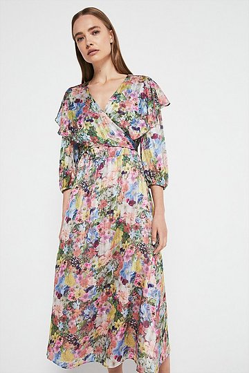 Wrap Dress In Floral Print | Warehouse