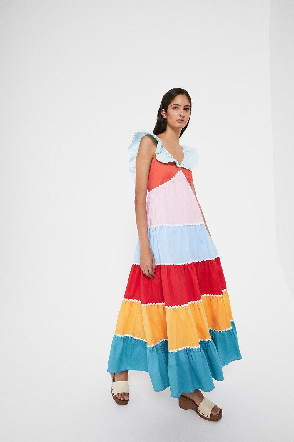 rainbow tiered dress