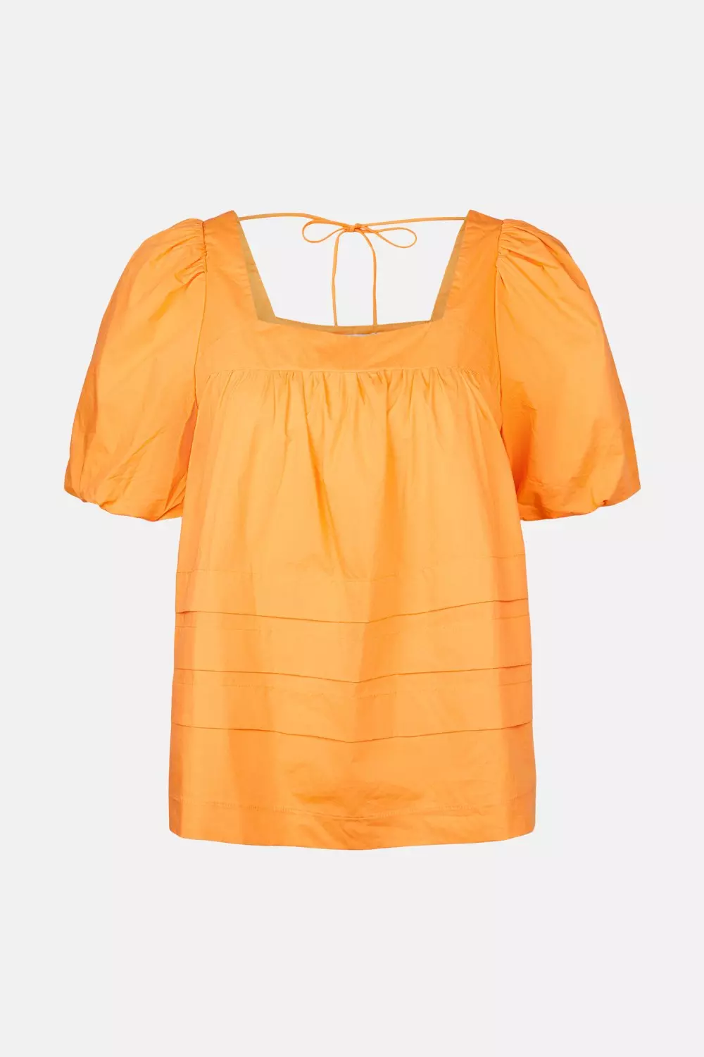 Puff Sleeve Top With Box Pleats