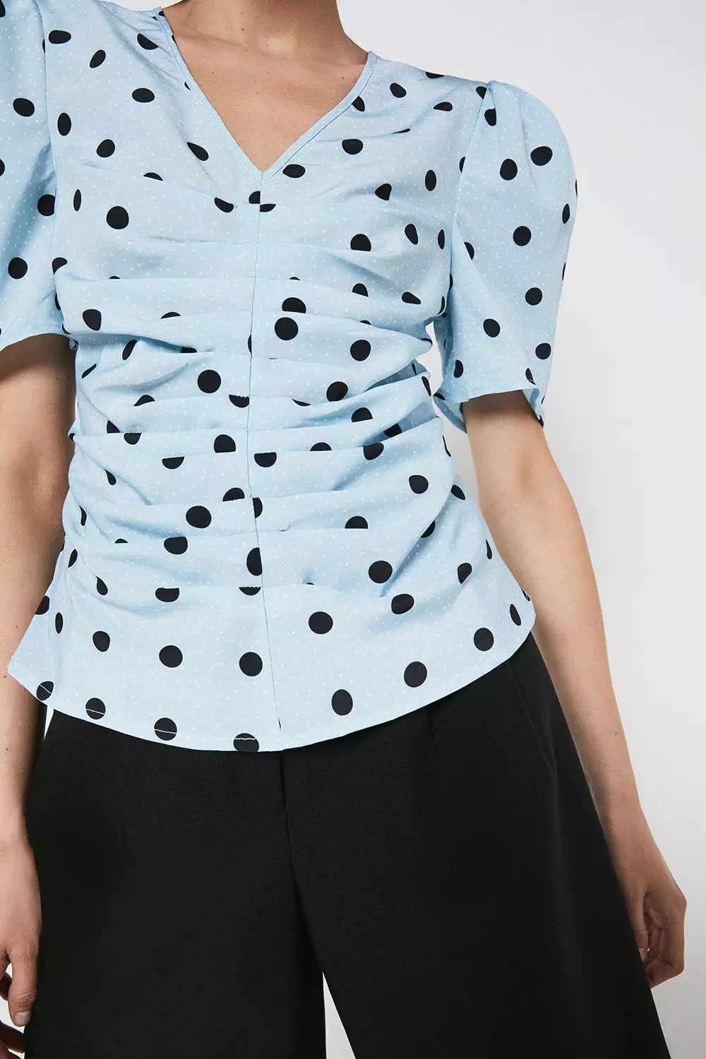 White Polka Dot Blouse XL