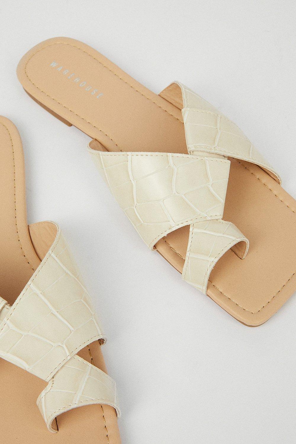 cream fleece flat sandals