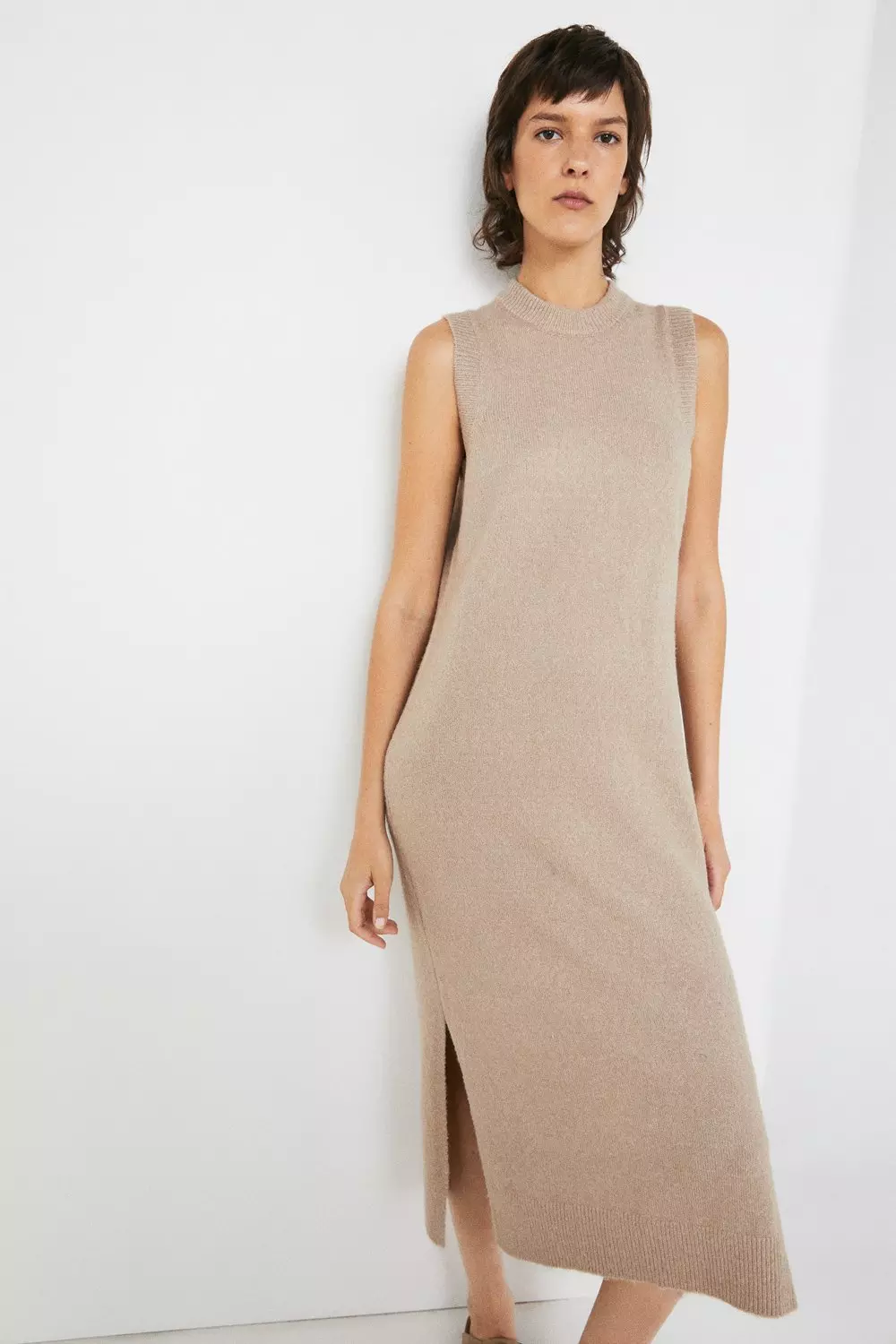 Sleeveless Knit Dress With Recycled Polyester | Warehouse