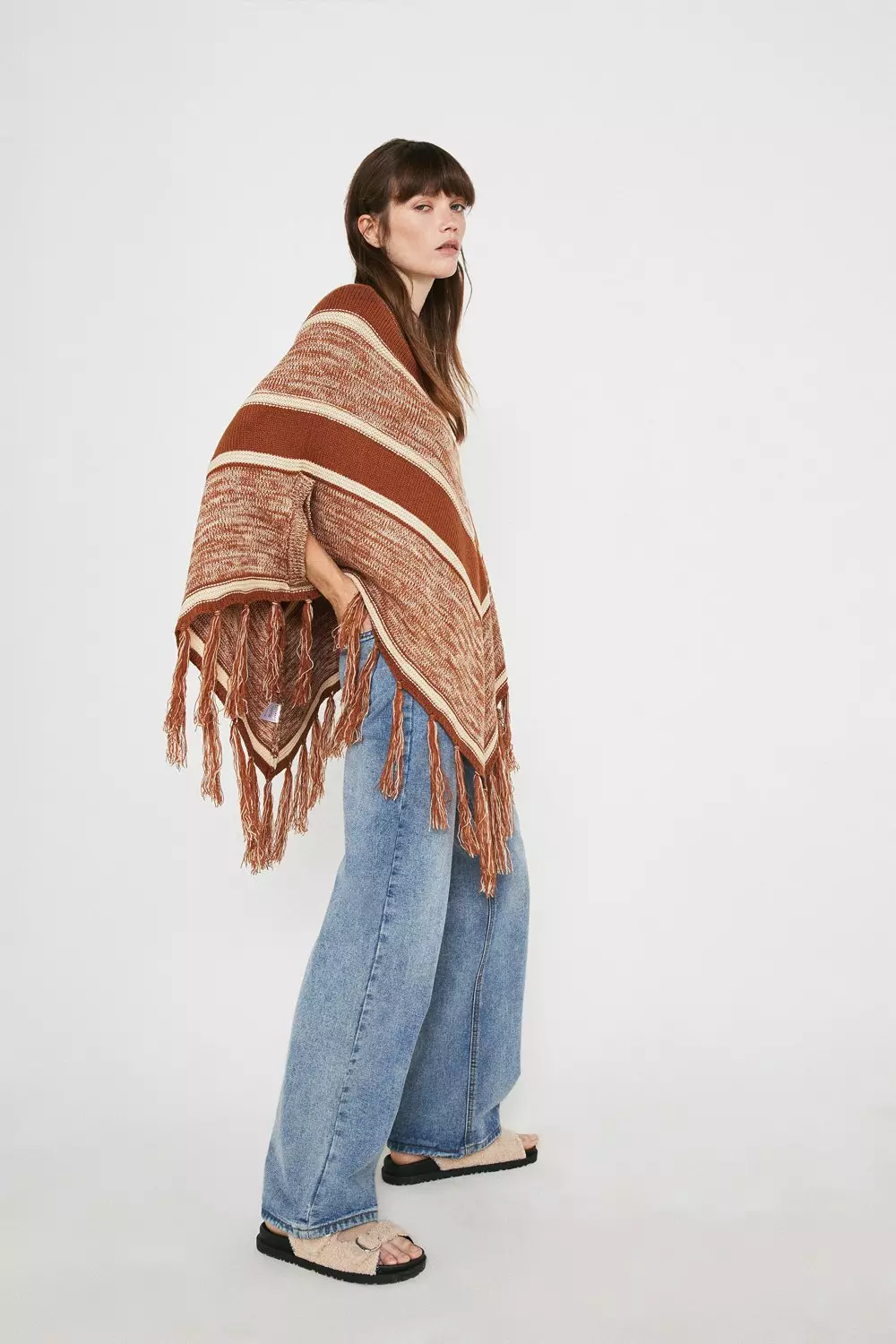 Fringe & Tassels: Summer poncho, Denim shirt & Lace-up sandals