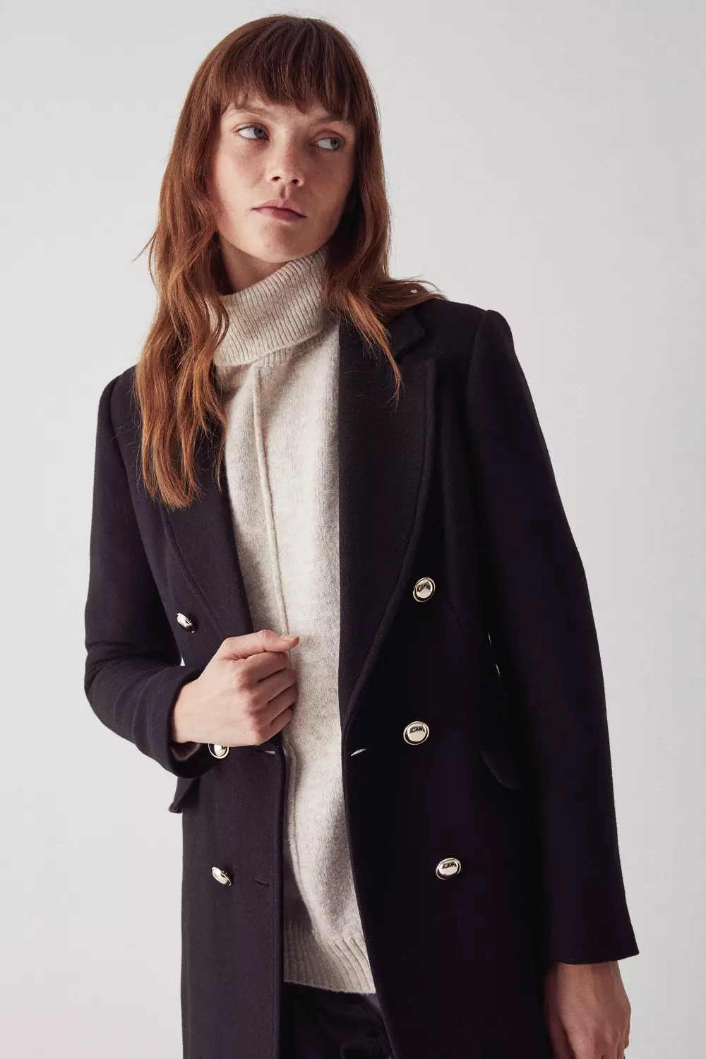 Italian Wool Blend Long Military Coat | Warehouse