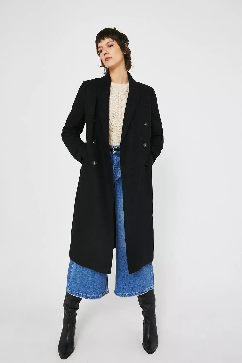 Double breasted tailored coat in wool blend