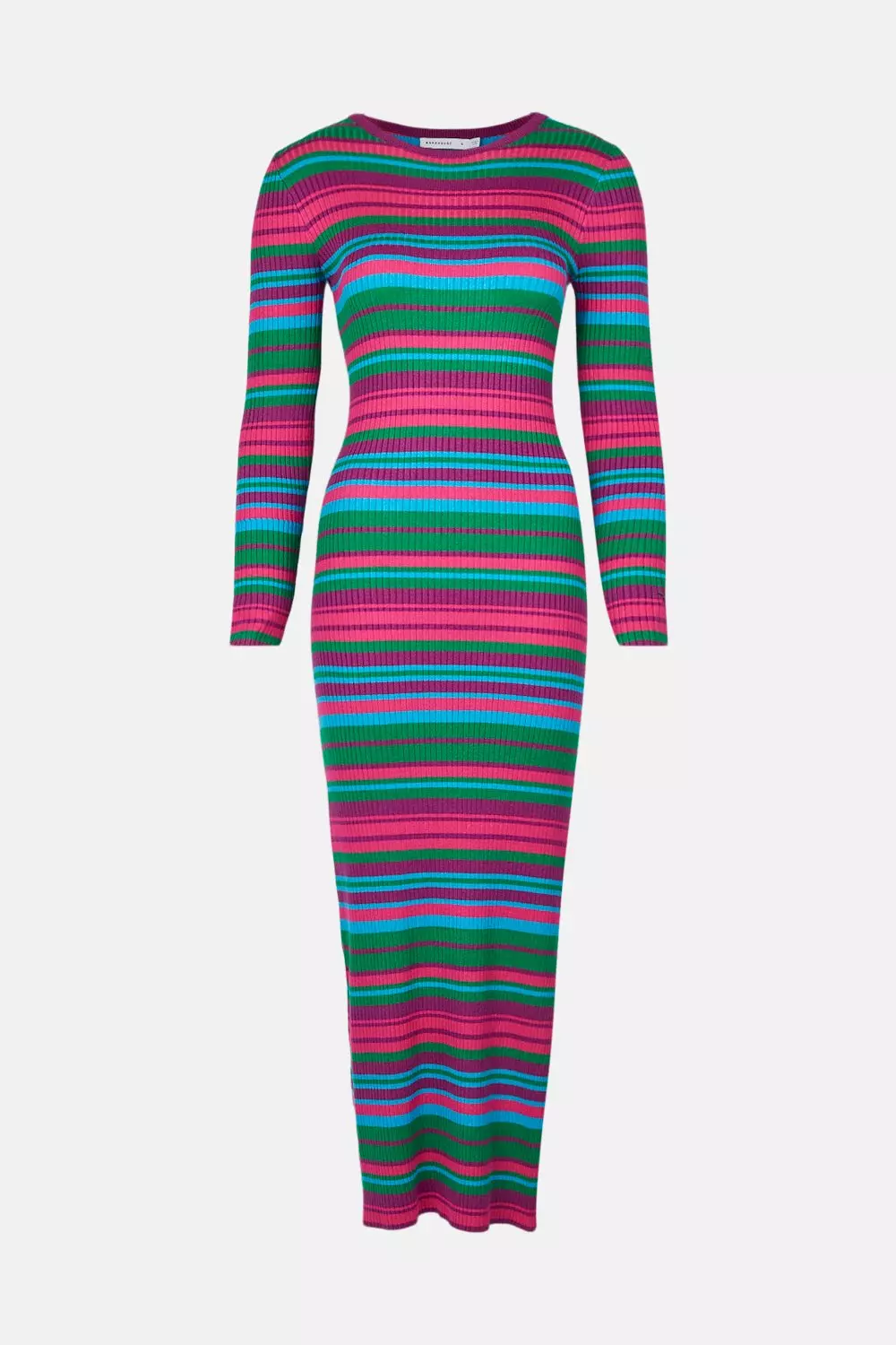 Mixed Stripe Crew Neck Knitted Dress | Warehouse