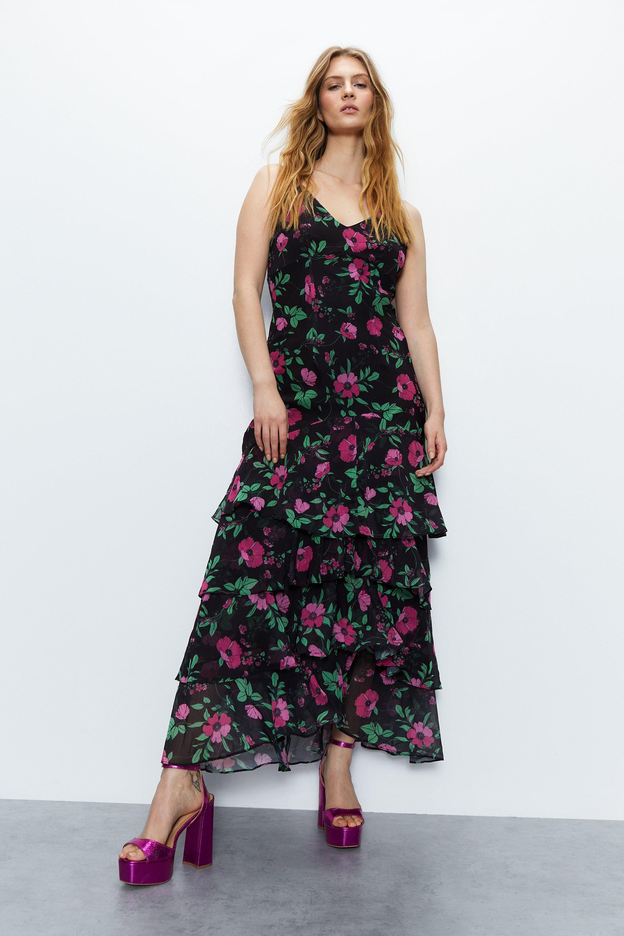 Strappy Ruffle Tier Maxi Dress