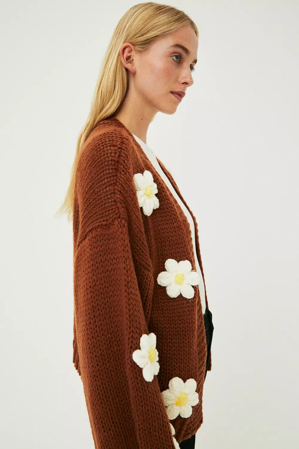 3d Flower Knit Cardigan | Warehouse