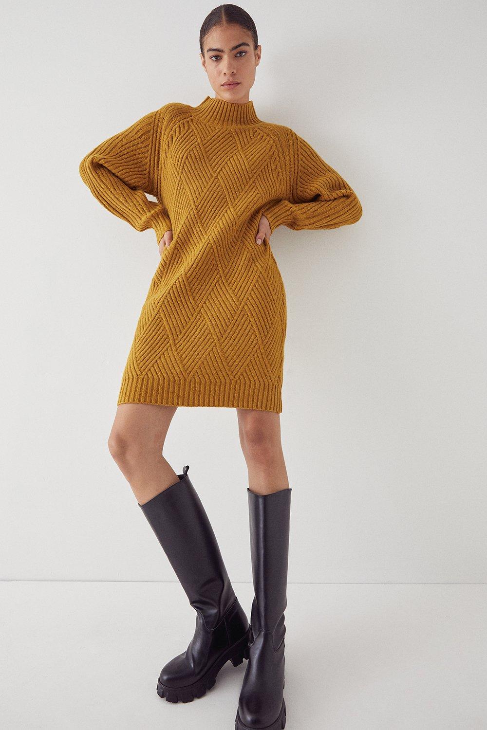 mustard knit dress