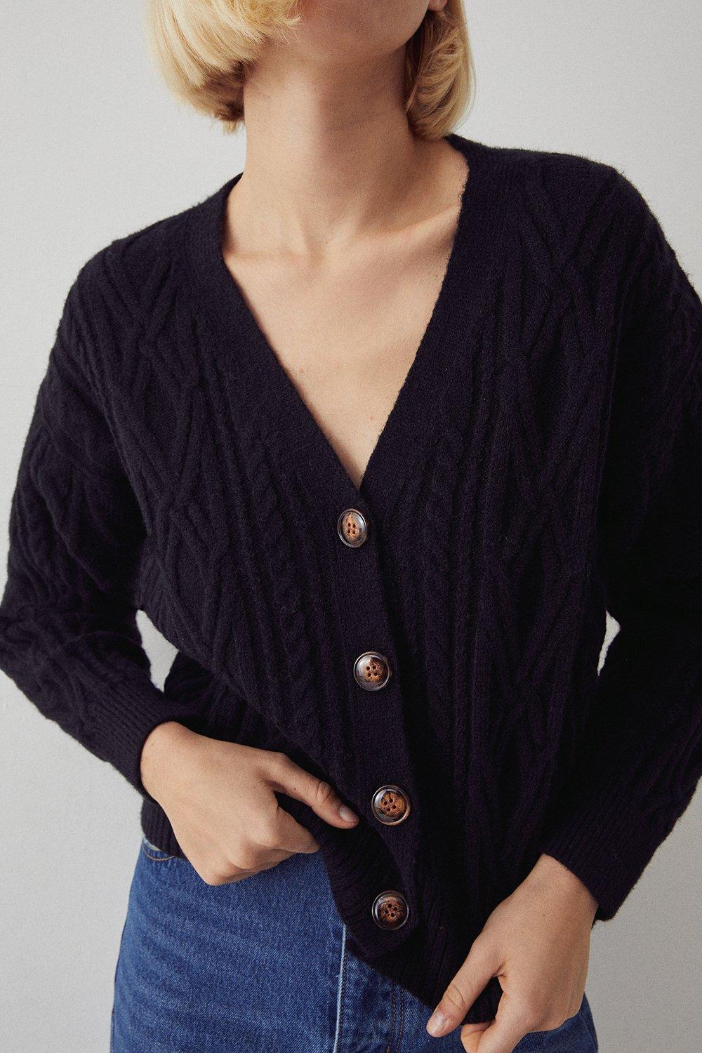 front tie knit cardigan