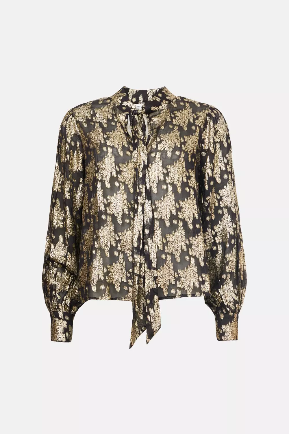 Tie Neck Sparkle Jacquard Blouse | Warehouse