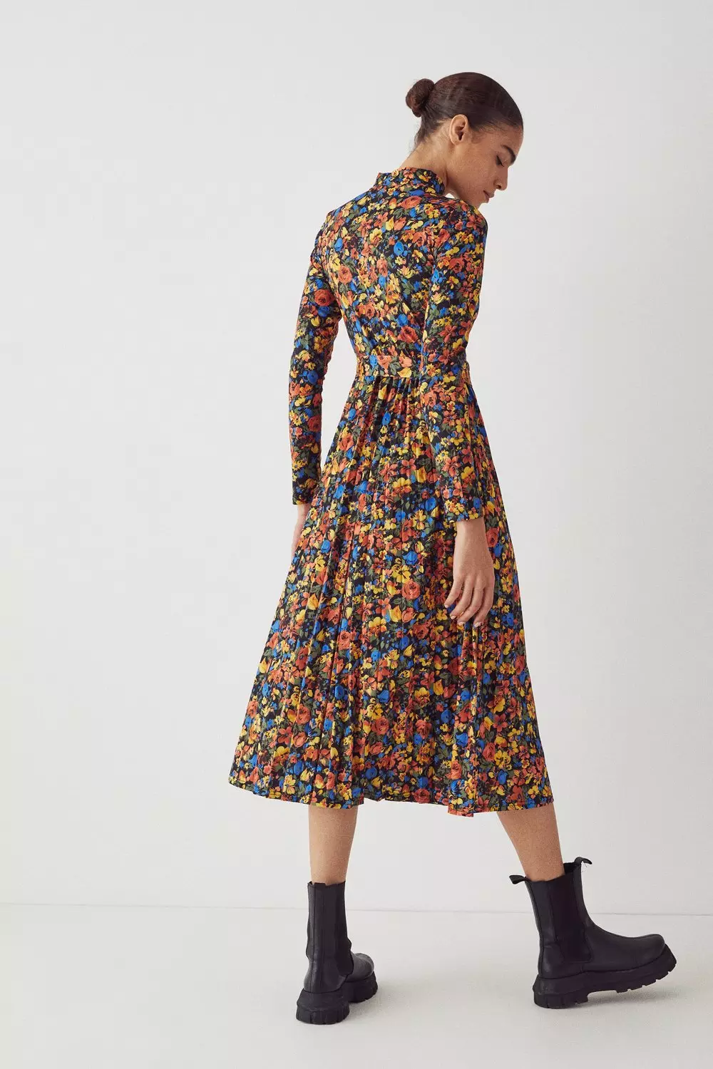 枚数限定 Floral Print Random Pleated Dress | kinderpartys.at