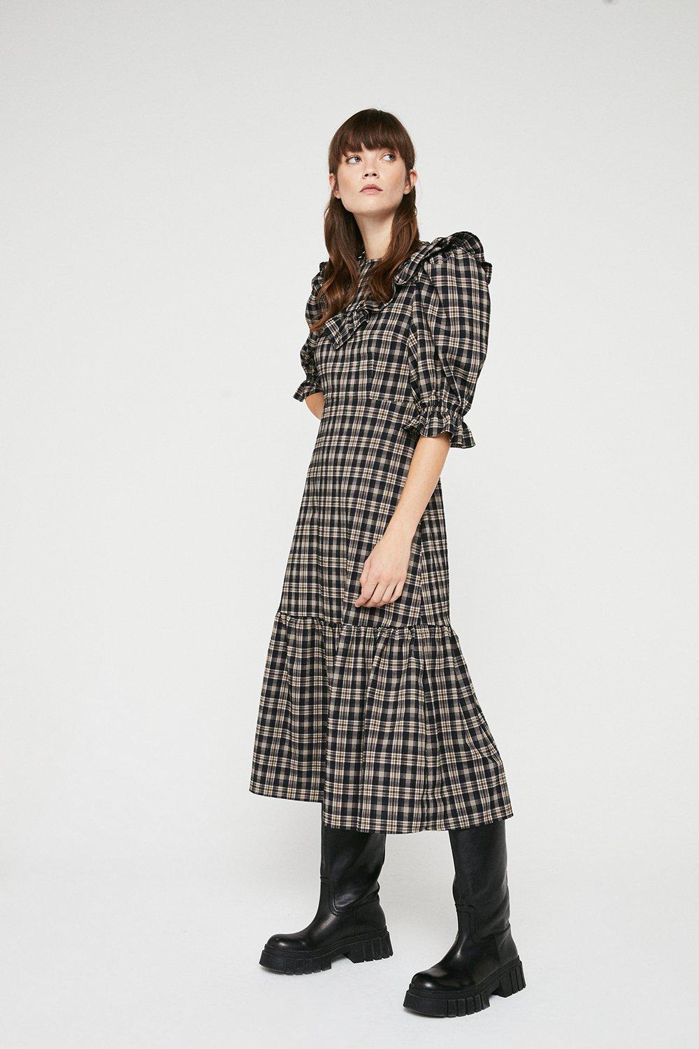 Warehouse sleeve tuck midi dress sales