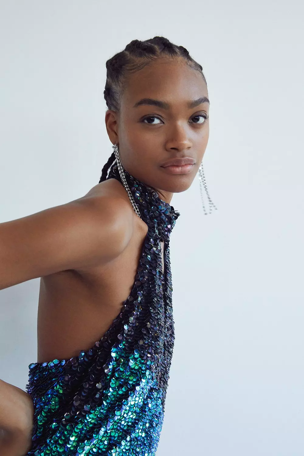 Halter Neck Multi Mini Sequin Dress | Warehouse