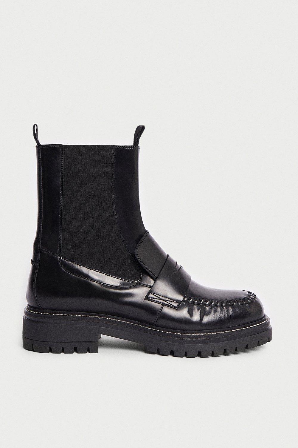 Real Leather Loafer-style Boot