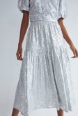 Metallic silver Sparkle Tiered Maxi Skirt