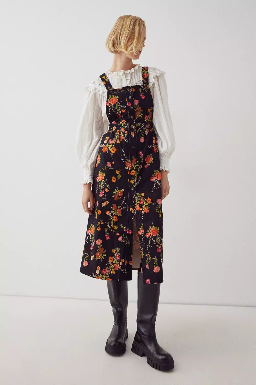 Midi pinafore outlet dress