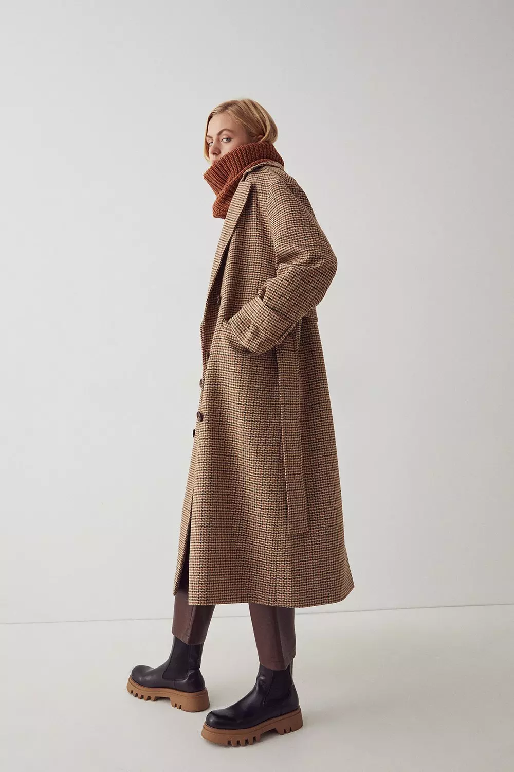 Mini Check Wool Trench Coat | Warehouse