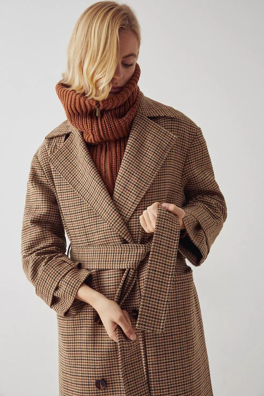 Mini Check Wool Trench Coat | Warehouse