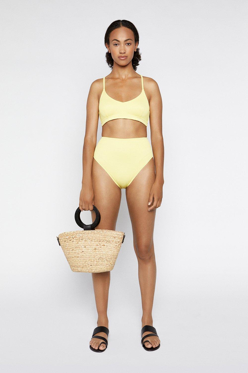 yellow ribbed bikini top