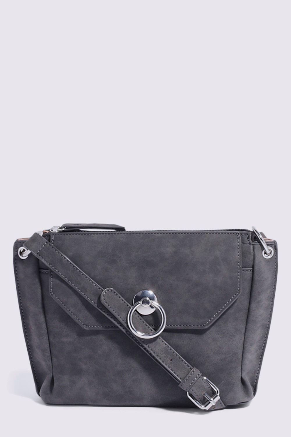 black and grey handbag