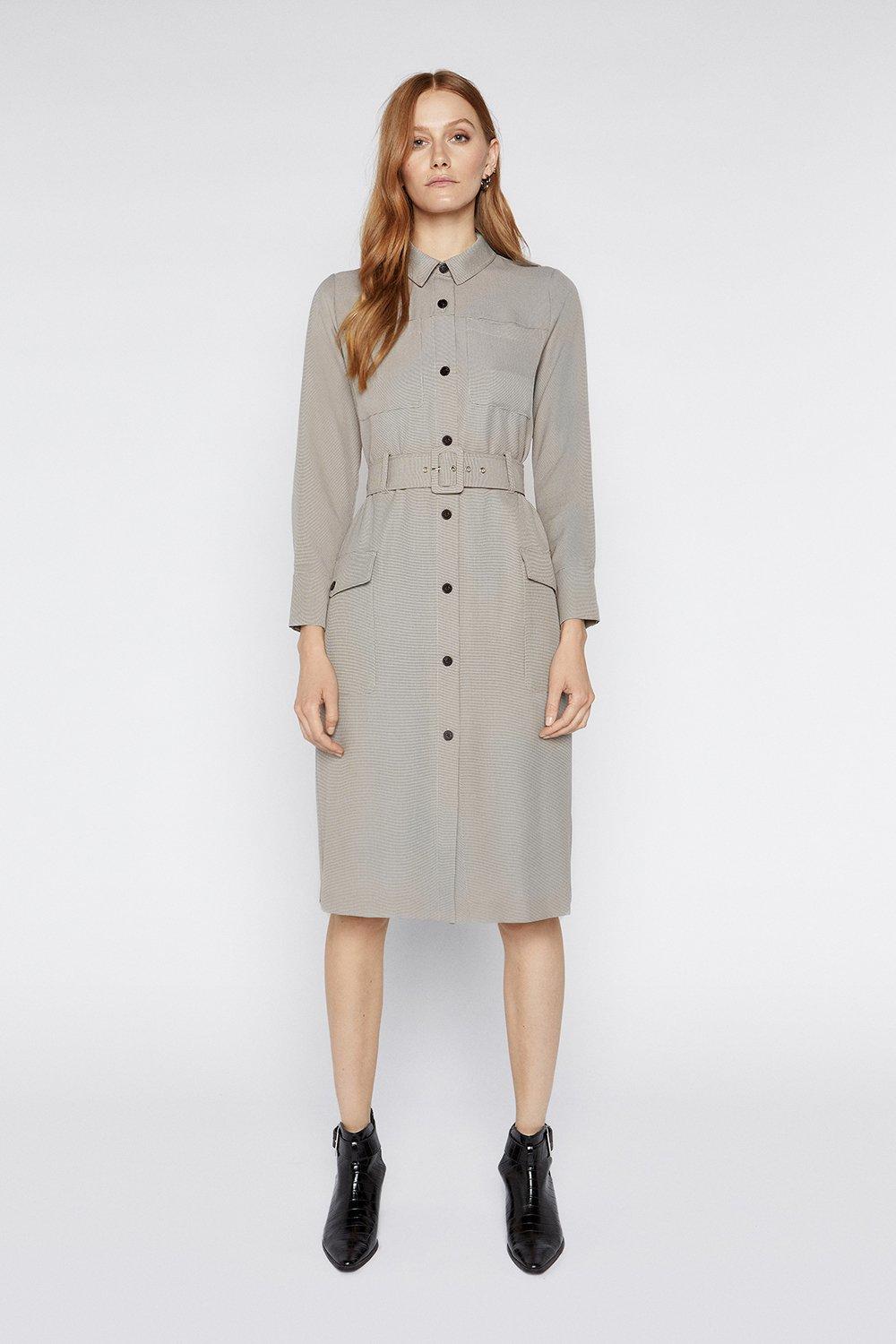 warehouse khaki shirt dress