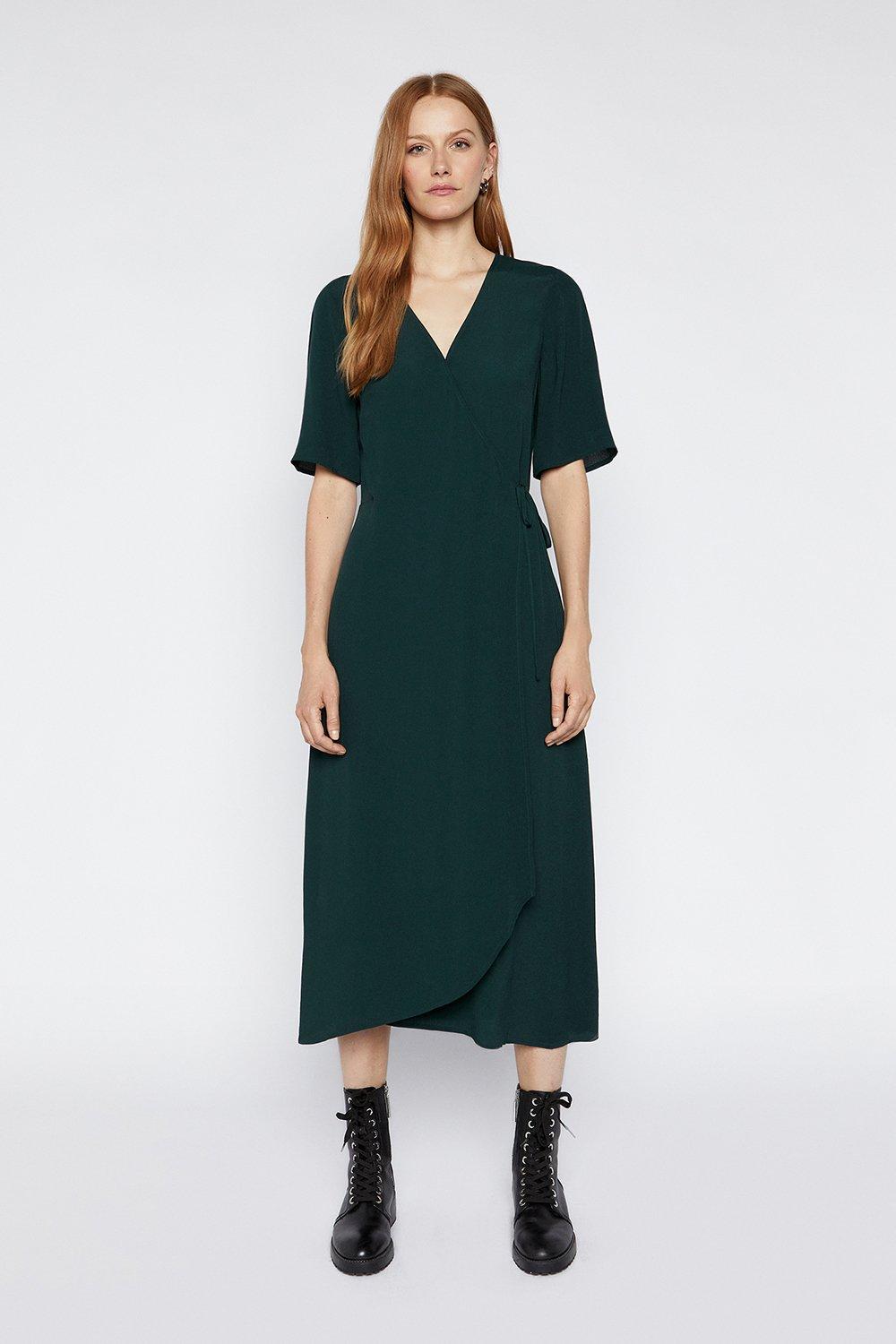 warehouse green lace midi dress