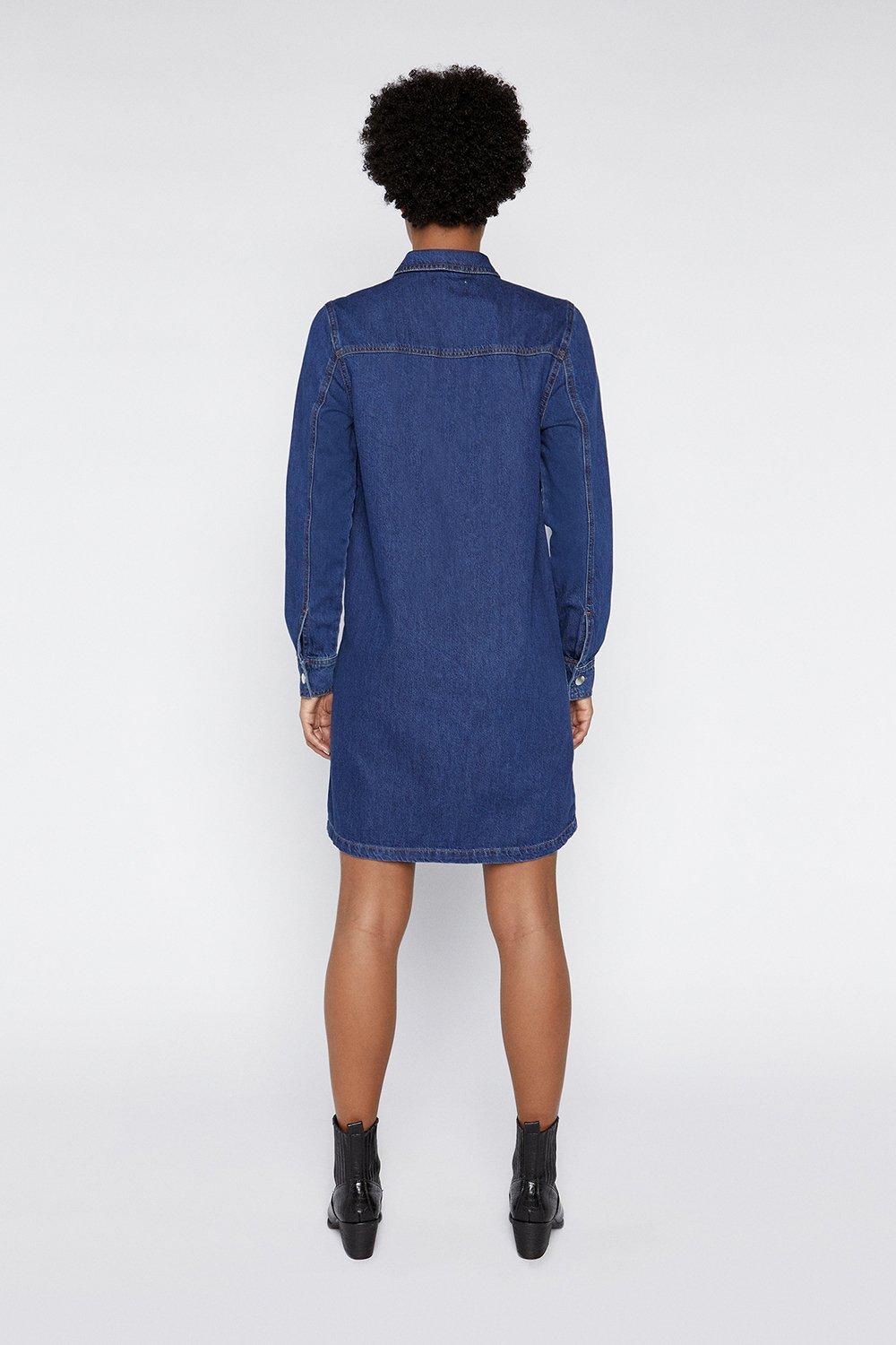 denim popper dress