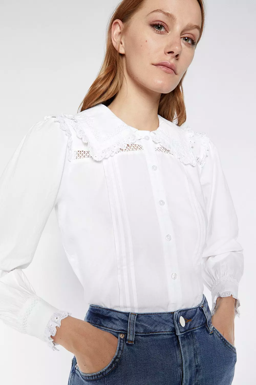 Broderie Frill Collar Shirt | vlr.eng.br