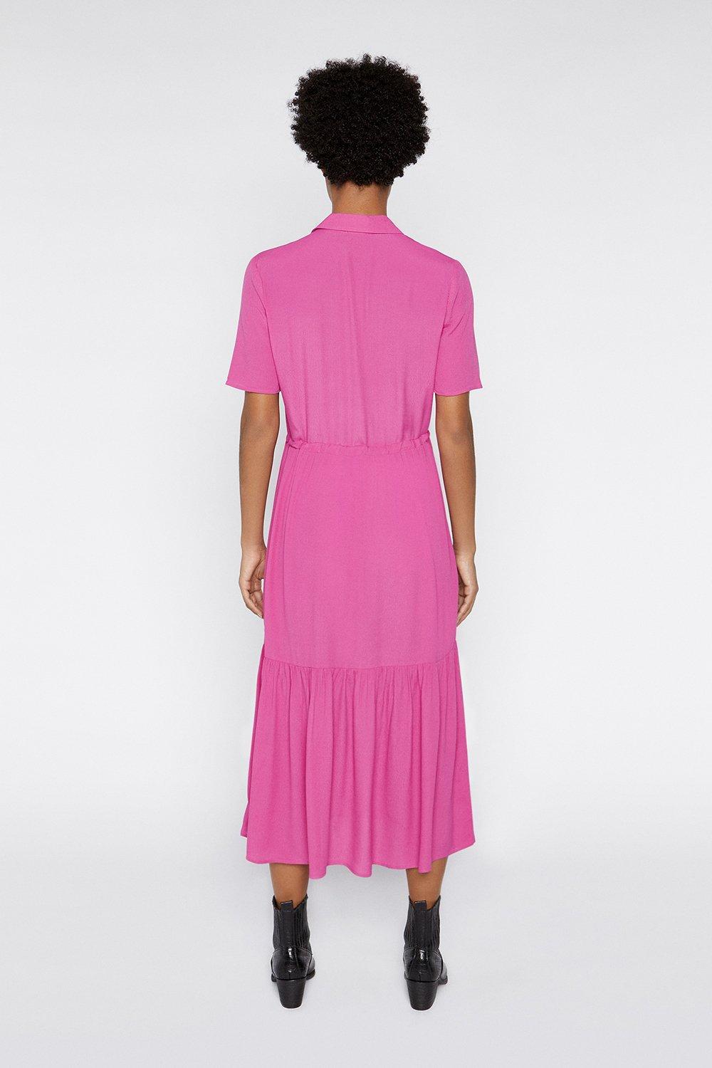 Tiered Midi Shirt Dress | Warehouse