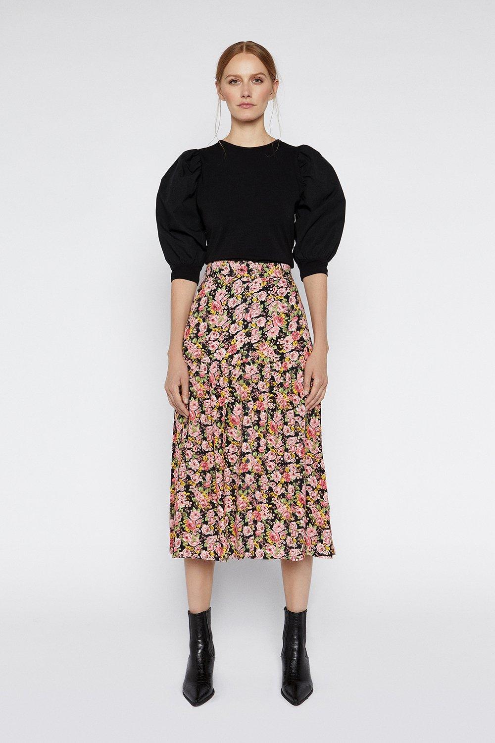 belted midi skirt