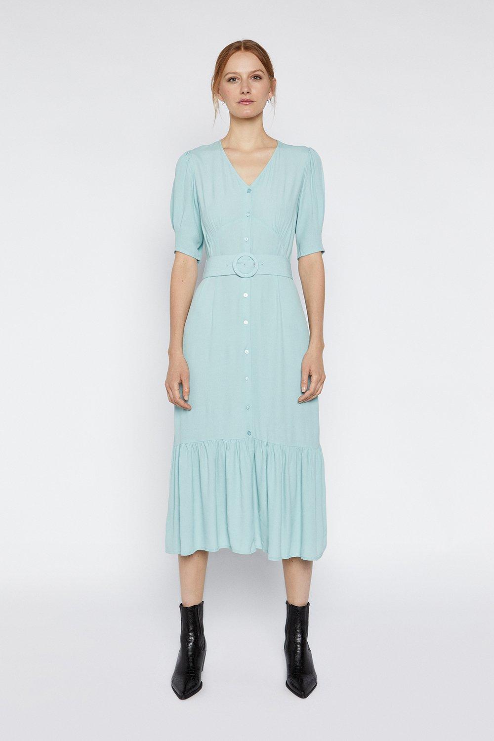 warehouse green midi dress