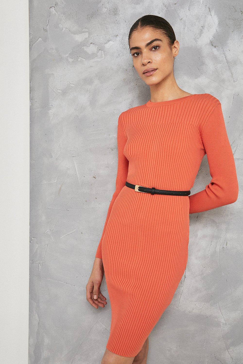 orange work dress