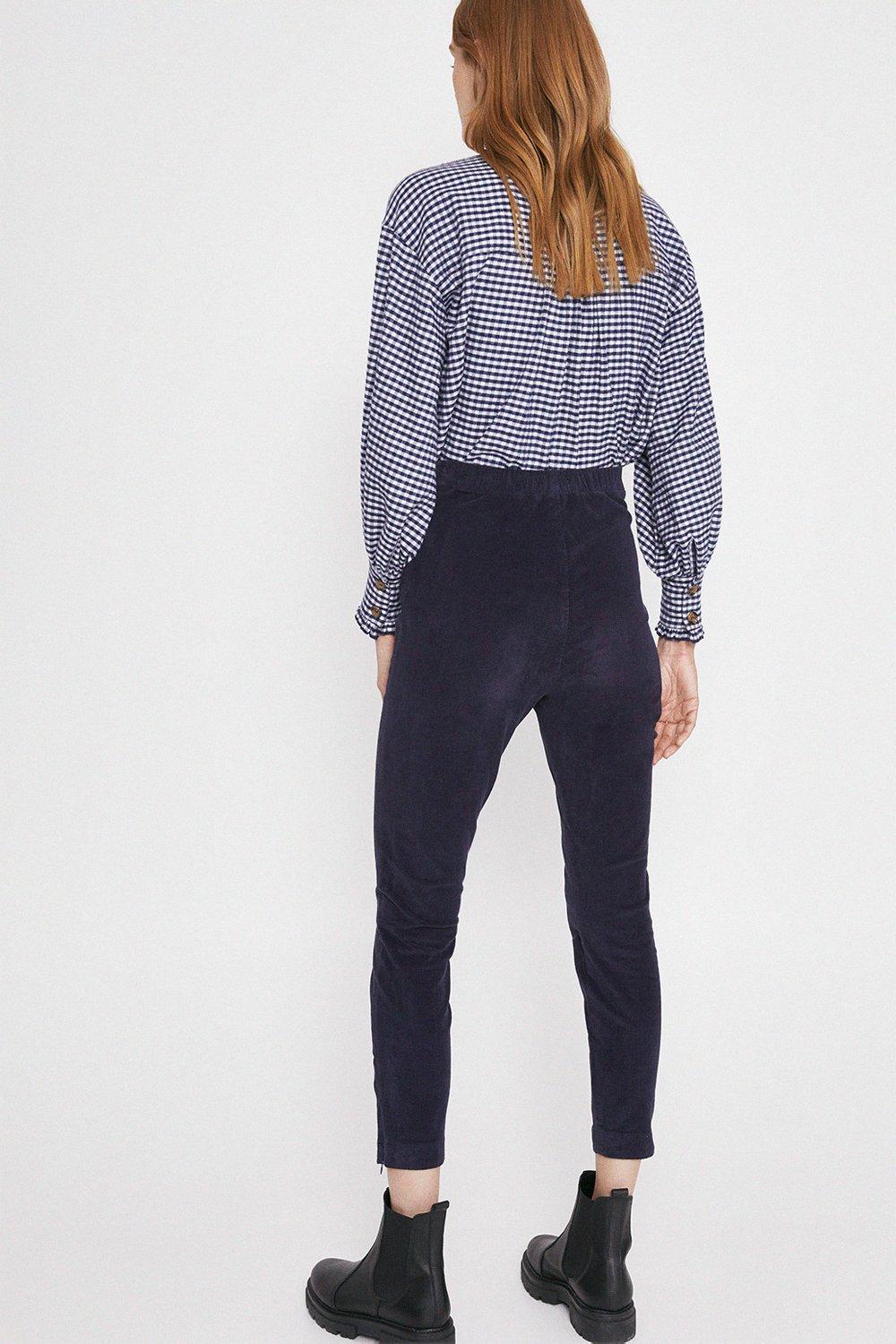 navy velvet skinny trousers