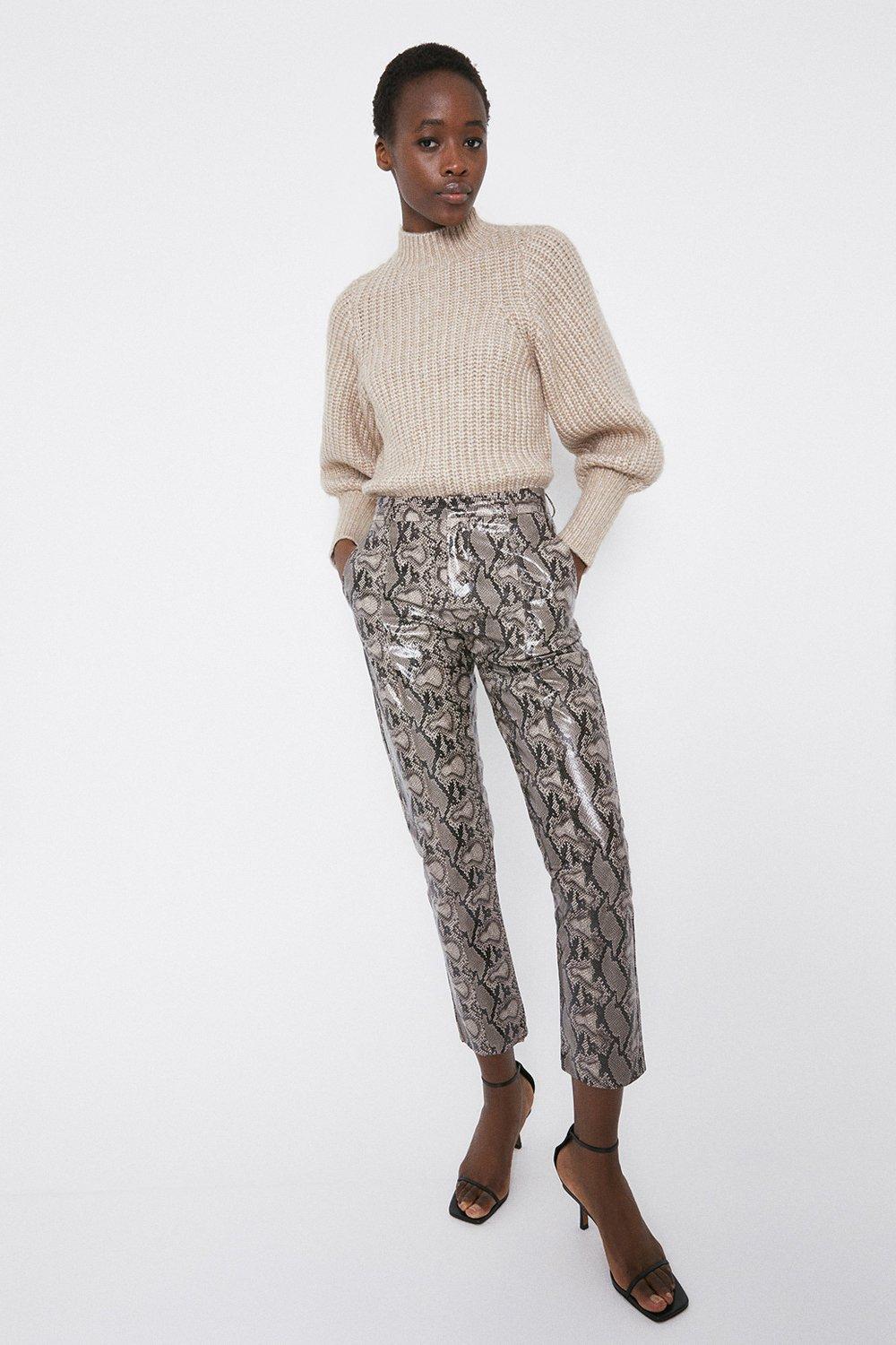 Snake Faux Leather Trousers | Warehouse