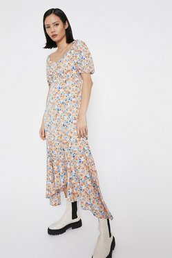 Floral Dress With Sweetheart Neck | Warehouse